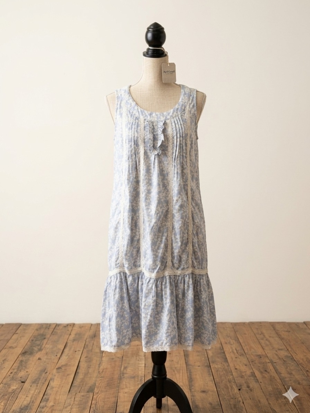 April Cornell Light Blue Floral Sleeveless Sundress